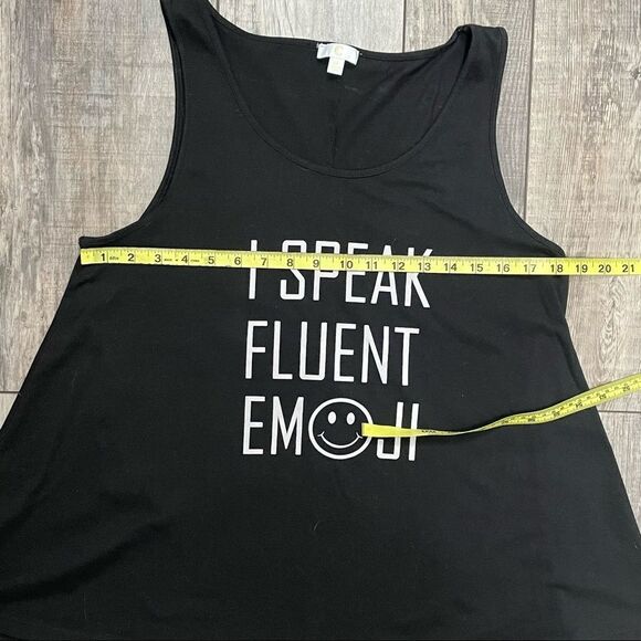 Charming Charlie I Speak Fluent Emoji Tank Top Black With White Lettering XL - Picture 7 of 12